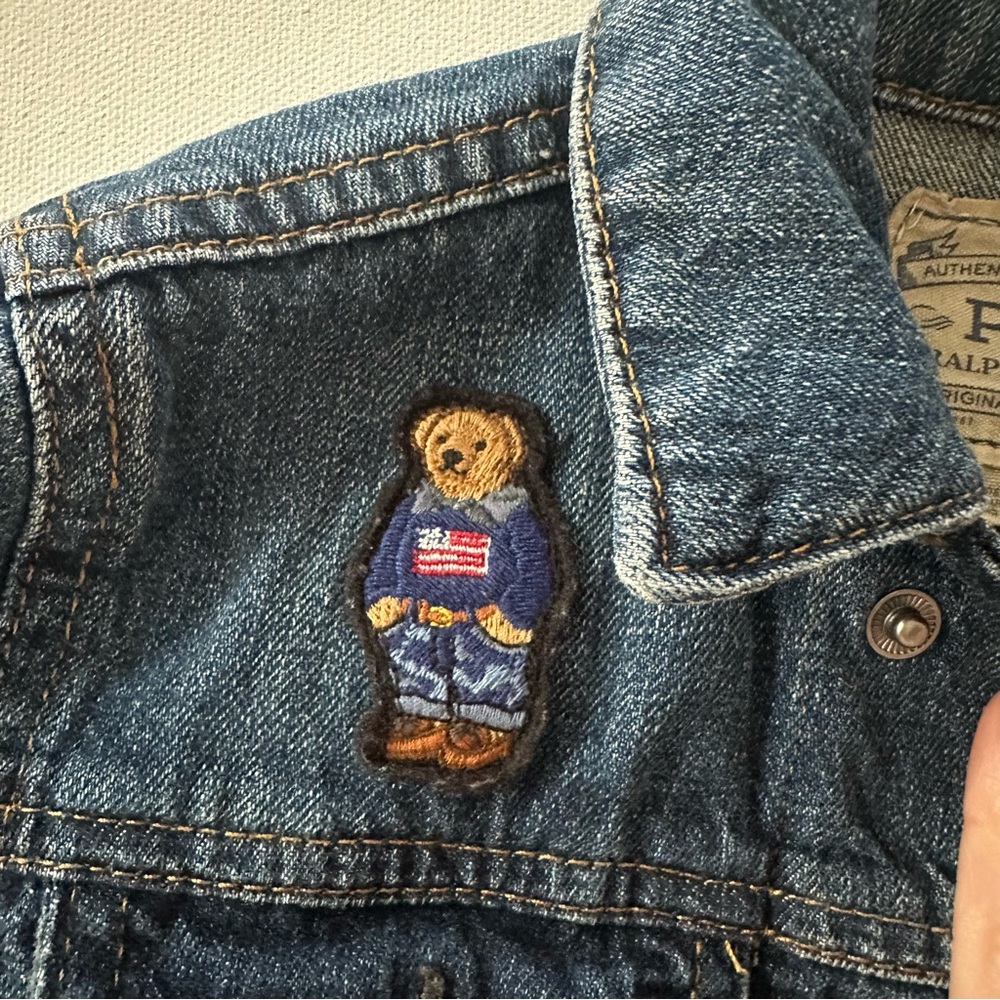 Polo Ralph Lauren Kids 5 Denim Jacket with Patches Bear American Flag Tiger - Picture 4 of 8